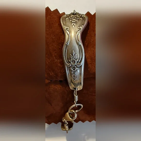 Vintage Magnolia Silver Plated Spoon Bracelet Art Noveau Style Bohemian Western - Picture 5 of 8